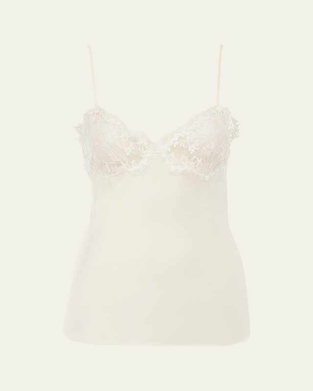 Lace-Trim Silk Cami Top